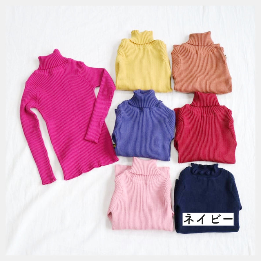 【140cm~150cm】定番リブタートルニット |シーズン color