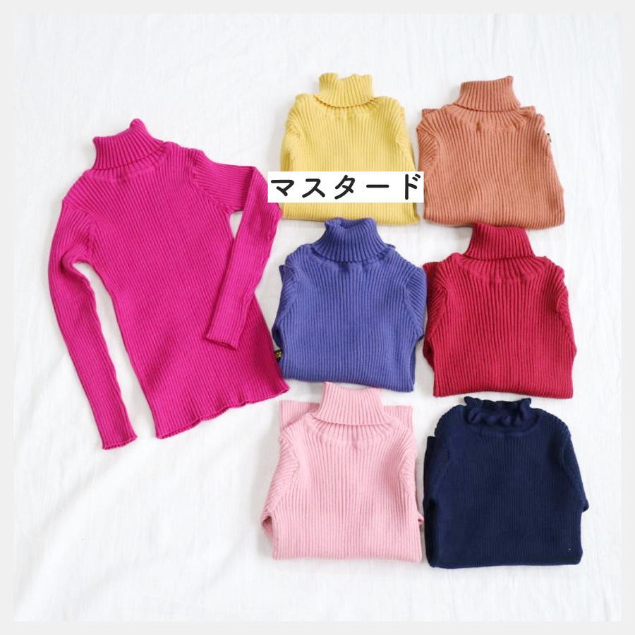 【140cm~150cm】定番リブタートルニット |シーズン color