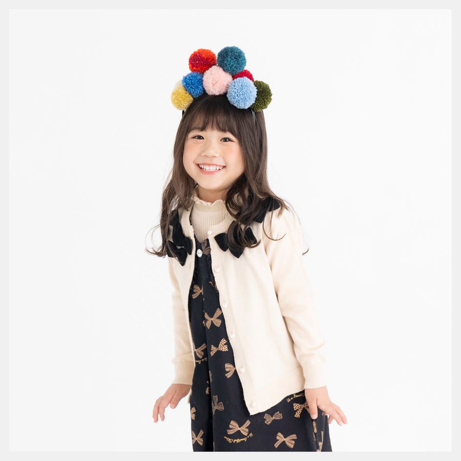 【130cm〜150cm】リボンニットカーディガン