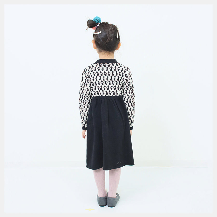 【100cm~120cm】ワンピース|ニット猫柄ジャガード