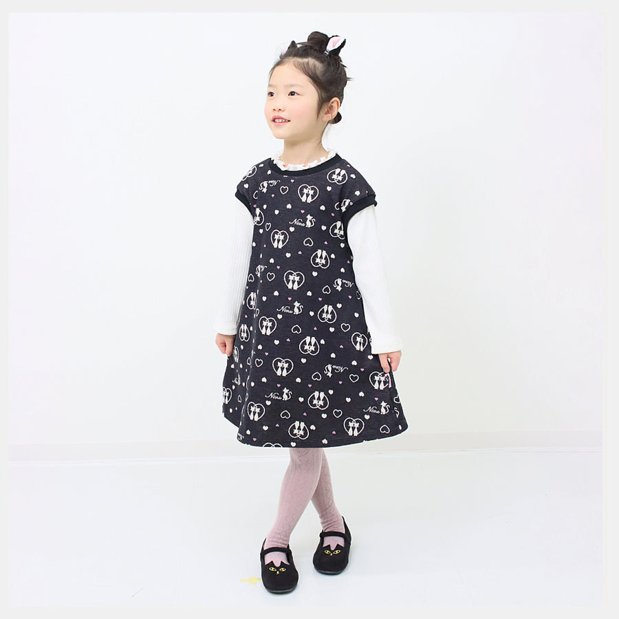 【130cm~140cm】ワンピース|ハート&CAT|ninoオリジナルジャガード生地