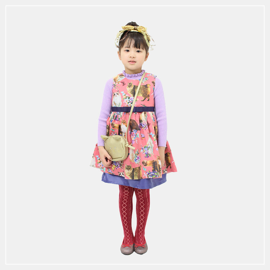 【130cm~150cm】ジャンパースカート|ピンクCATプリント
