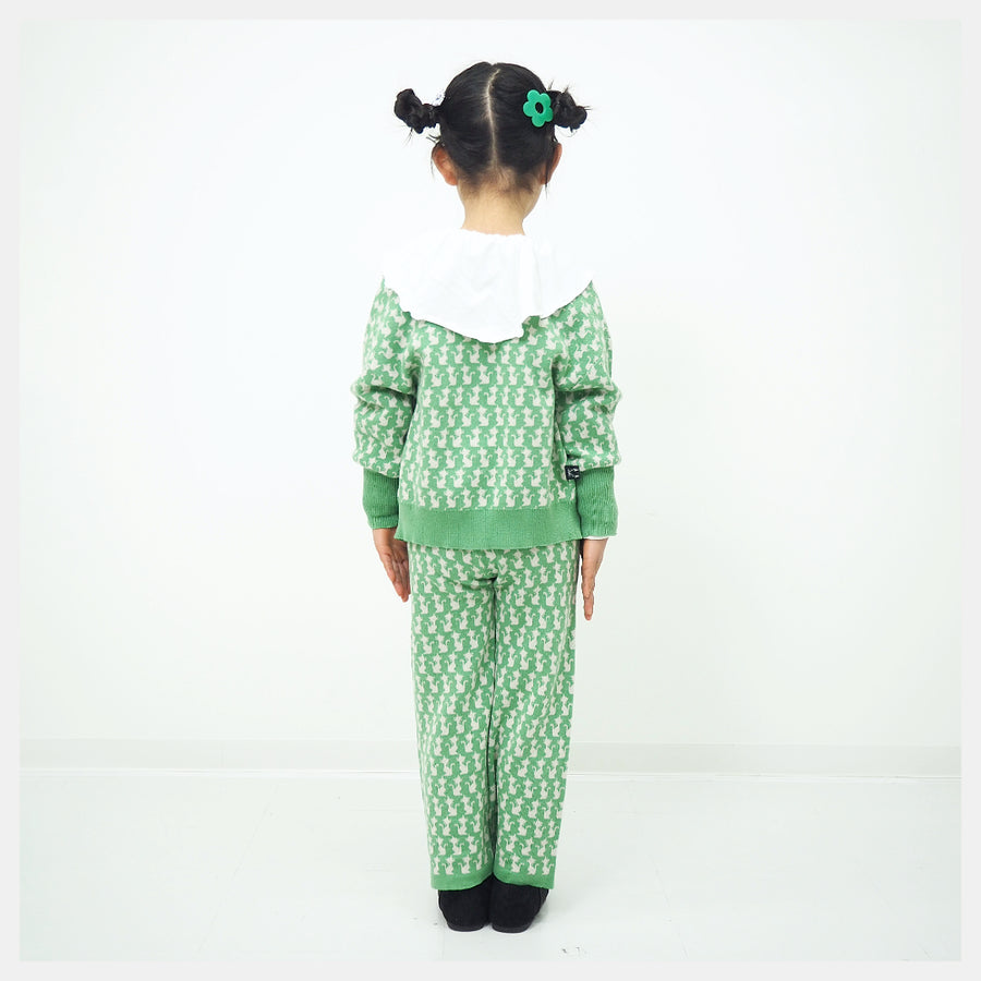 【130cm~150cm】ニットロングパンツ|オリジナル猫柄