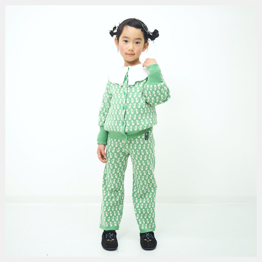 【130cm~150cm】ニットロングパンツ|オリジナル猫柄