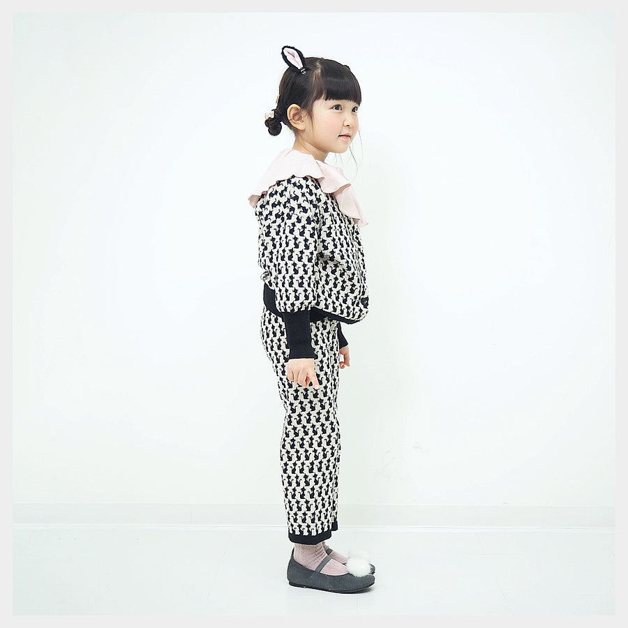 【130cm~150cm】ニットロングパンツ|オリジナル猫柄