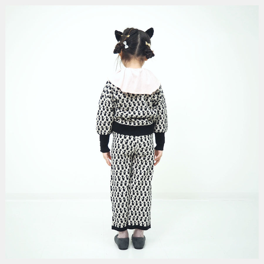 【130cm~150cm】ニットロングパンツ|オリジナル猫柄