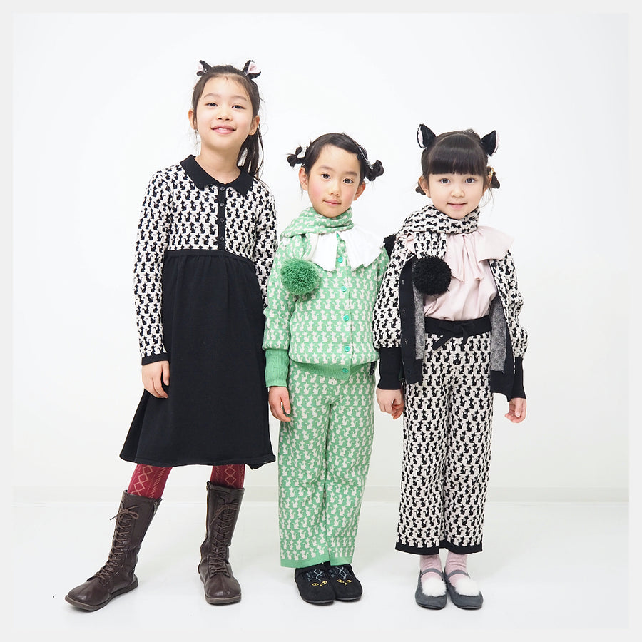 【130cm~150cm】ニットロングパンツ|オリジナル猫柄