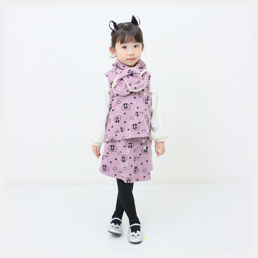【130cm~150cm】ラップショートパンツ!ハート CAT ジャガード