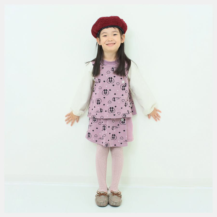 【130cm~150cm】ラップショートパンツ!ハート CAT ジャガード