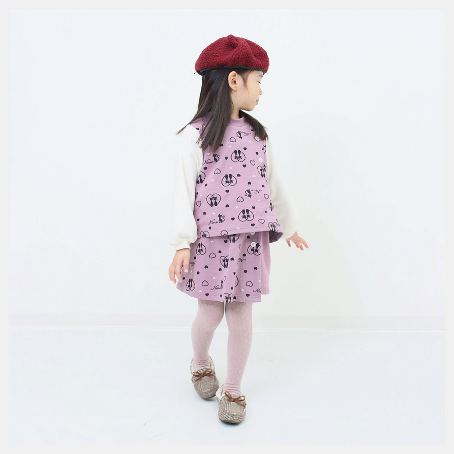 【130cm~150cm】ラップショートパンツ!ハート CAT ジャガード