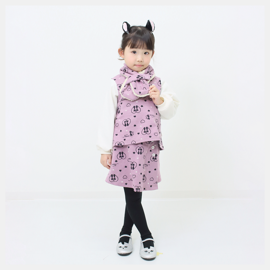 【130cm~150cm】ラップショートパンツ!ハート CAT ジャガード