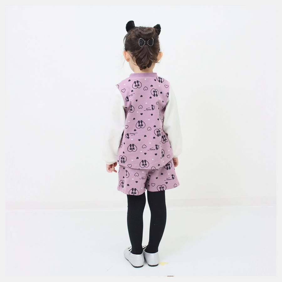 【130cm~150cm】ラップショートパンツ!ハート CAT ジャガード