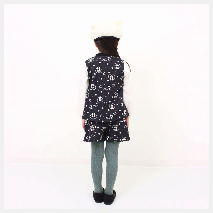 【130cm~150cm】ラップショートパンツ!ハート CAT ジャガード
