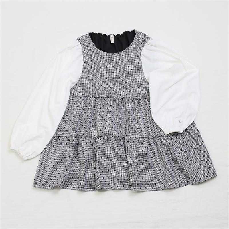 グレンチェックミニフラワーワンピース