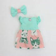 ネコ柄切り替えワンピース