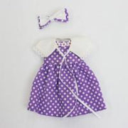 パープルドットワンピース+セーラー風付け襟