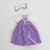 パープルドットワンピース+セーラー風付け襟