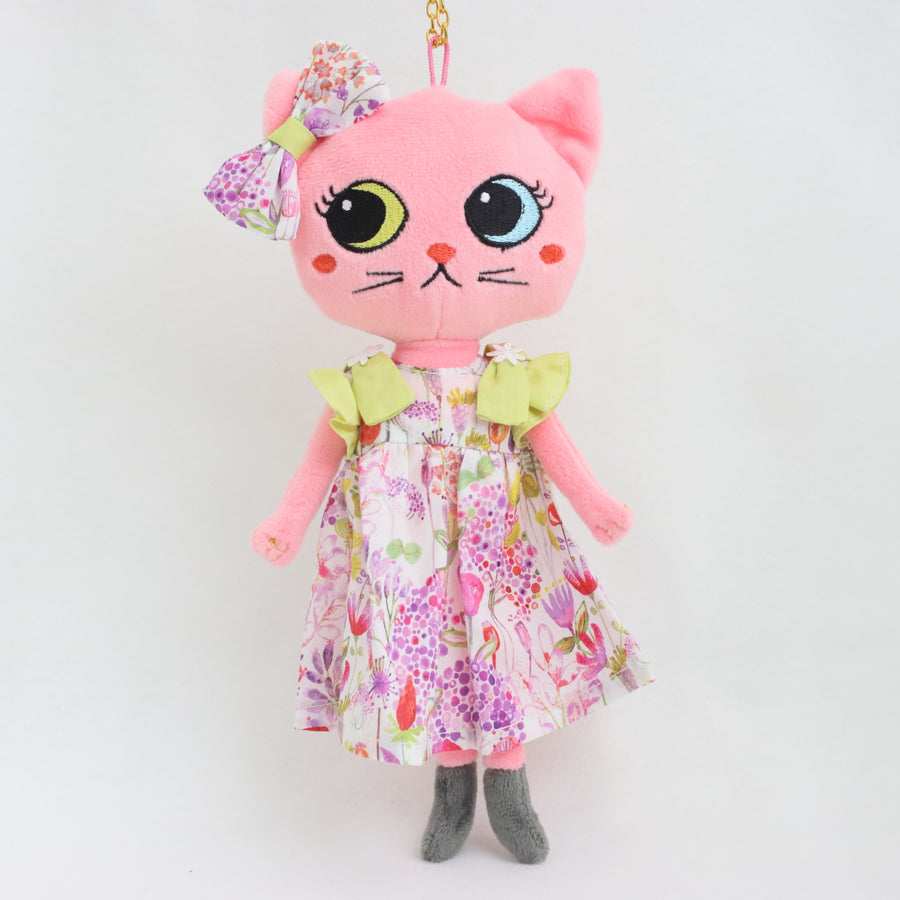 肩リボン付きボタニカルフラワーワンピース