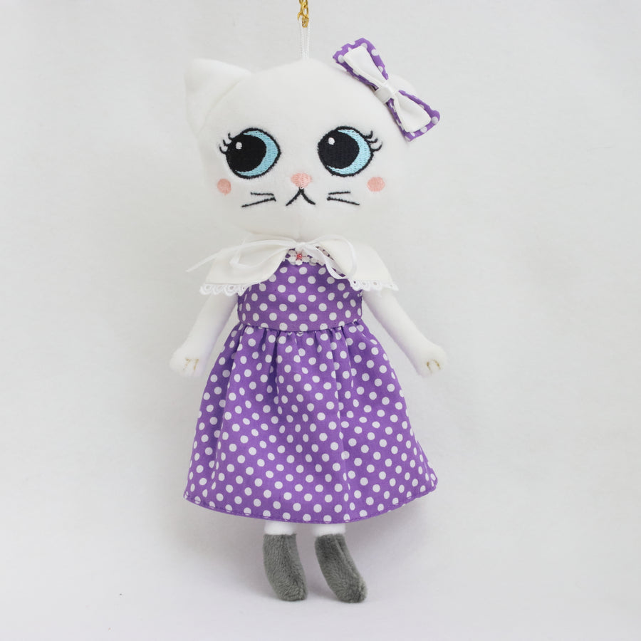 パープルドットワンピース+セーラー風付け襟