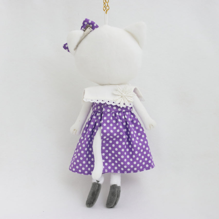 パープルドットワンピース+セーラー風付け襟