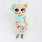 ネコ柄切り替えワンピース