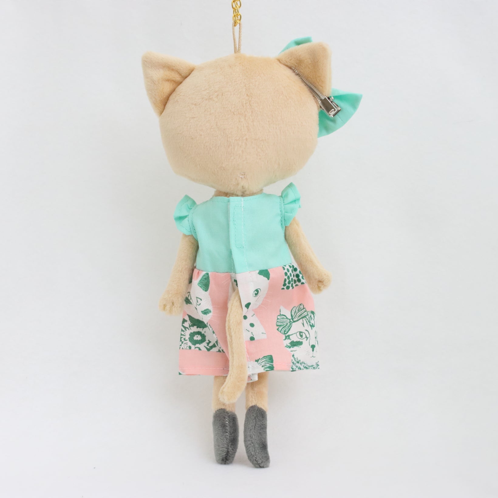 ネコ柄切り替えワンピース