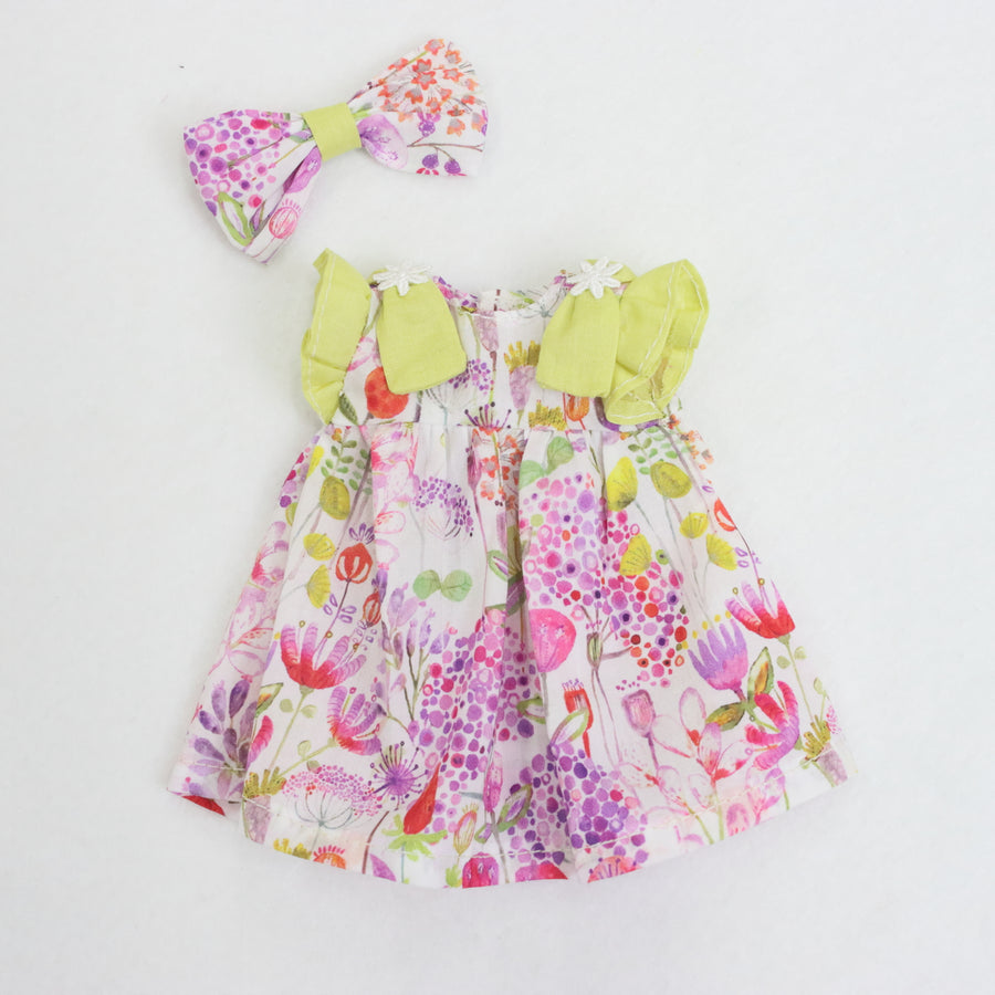 肩リボン付きボタニカルフラワーワンピース