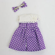 パープルドットワンピース+セーラー風付け襟