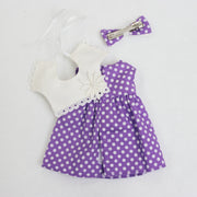 パープルドットワンピース+セーラー風付け襟