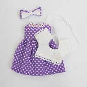 パープルドットワンピース+セーラー風付け襟