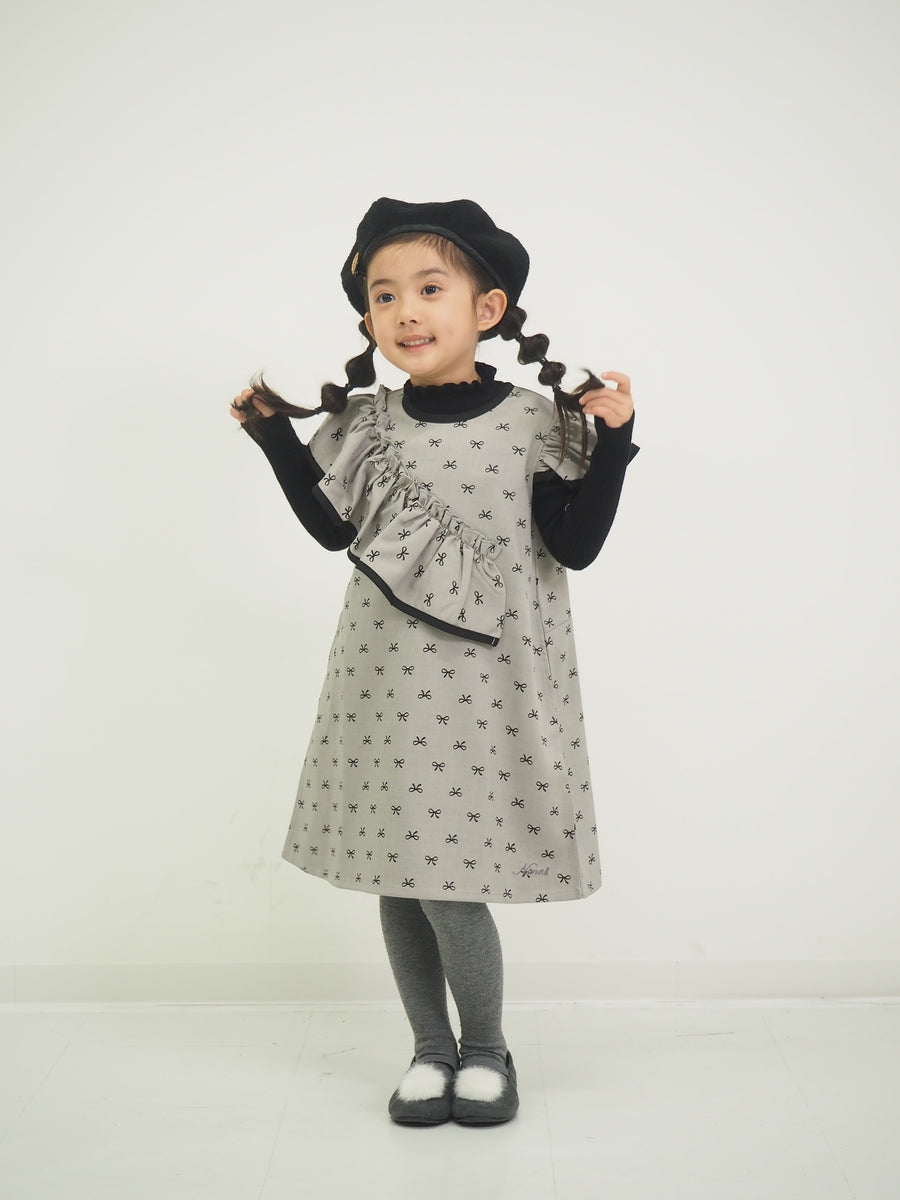 ミニリボンプリントジャンパースカート