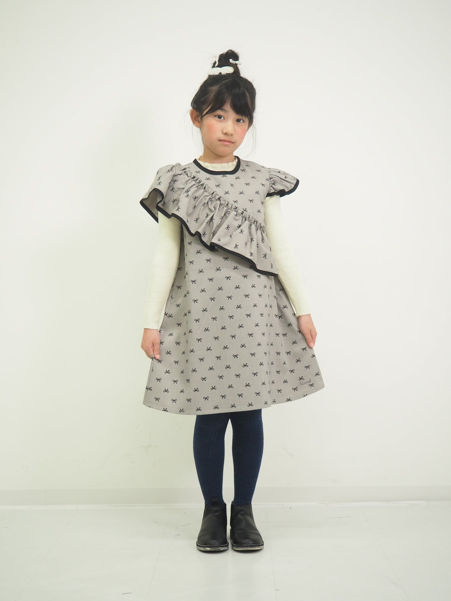 ミニリボンプリントジャンパースカート