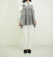 グレンチェックミニフラワーワンピース