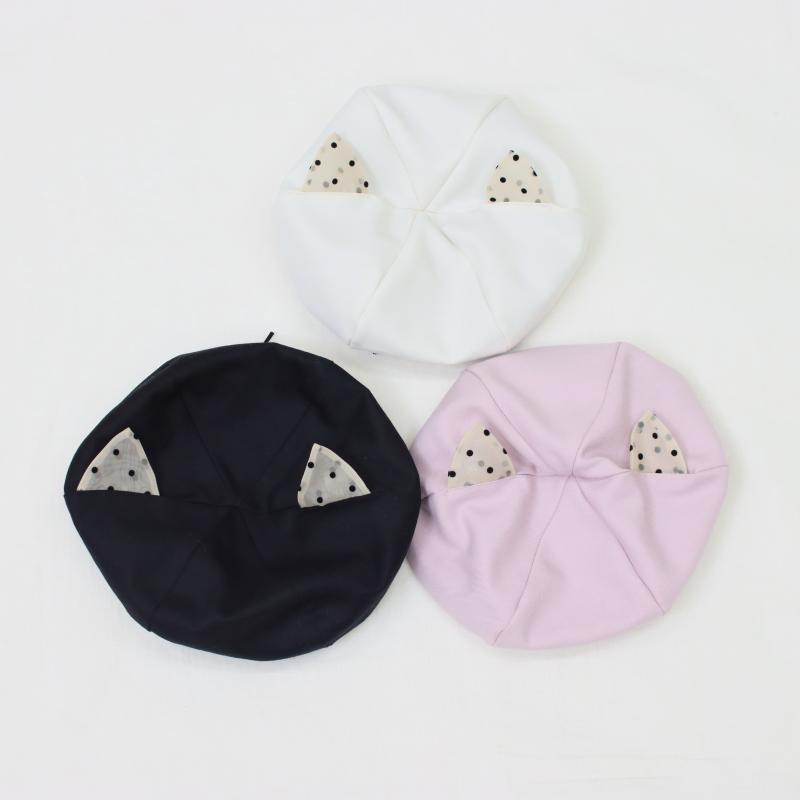 ドットねこ耳ベレー帽