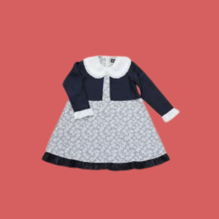 ビッグ衿フラワージャガードワンピース