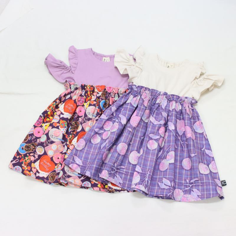 Off-the-shoulder dress (sweets and cherry patterns)