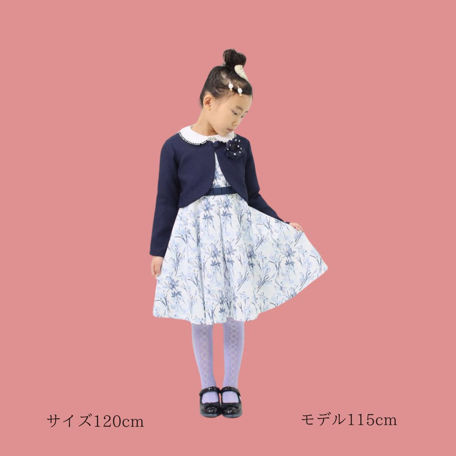 ネイビーボタニカルプリント ワンピース