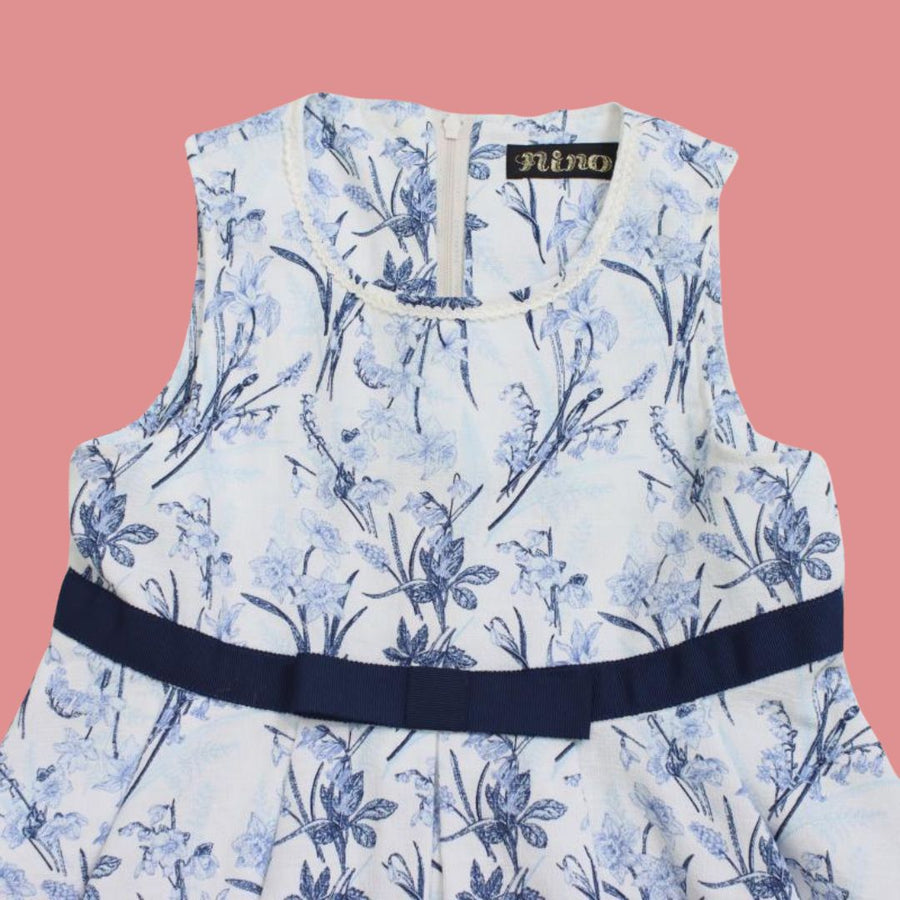 ネイビーボタニカルプリント ワンピース