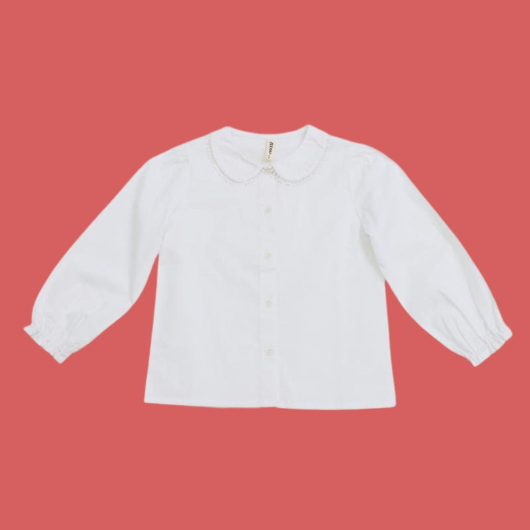 レース衿ブラウス 衿刺繍