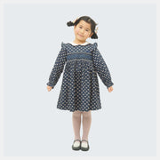 One-piece dress | Navy mini ribbon print