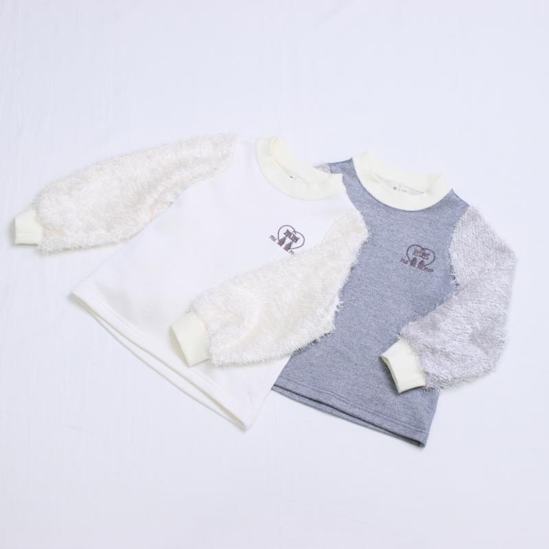 Pullover with shaggy sleeves
