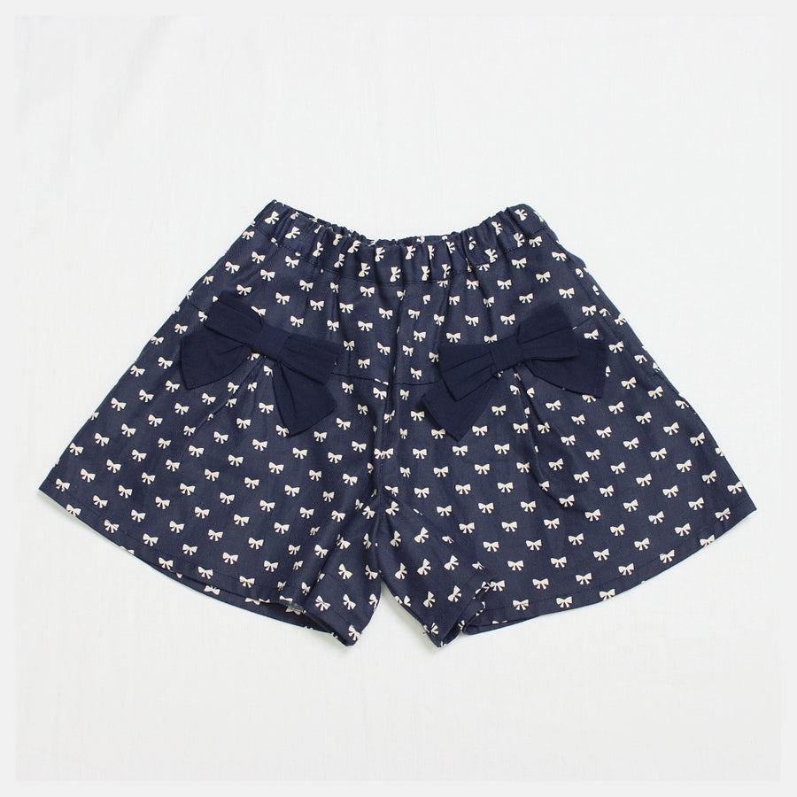 Shorts | Navy mini ribbon print