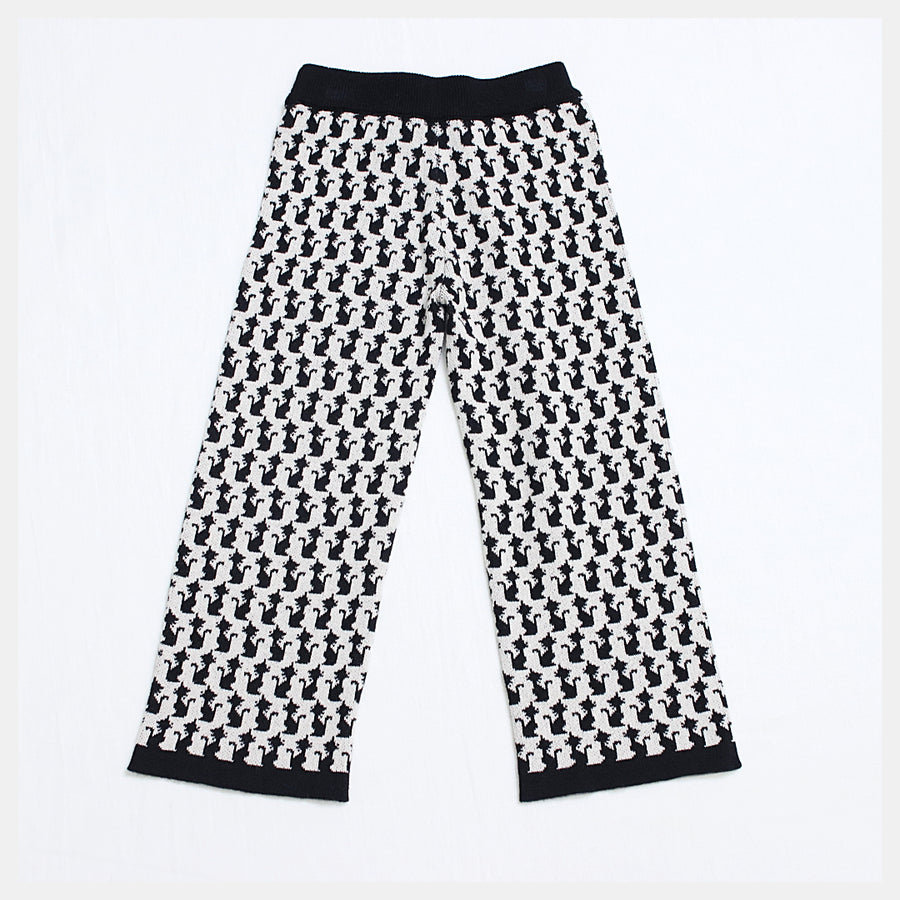 Knitted long pants | Original cat pattern