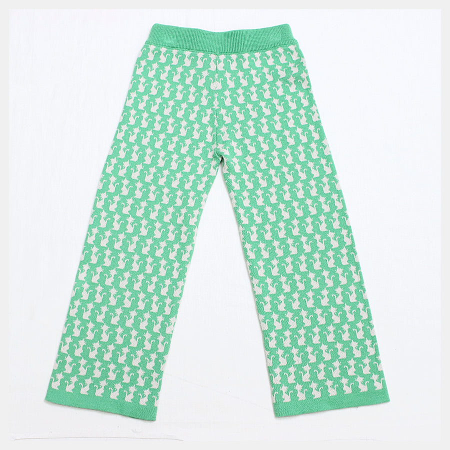 Knitted long pants | Original cat pattern