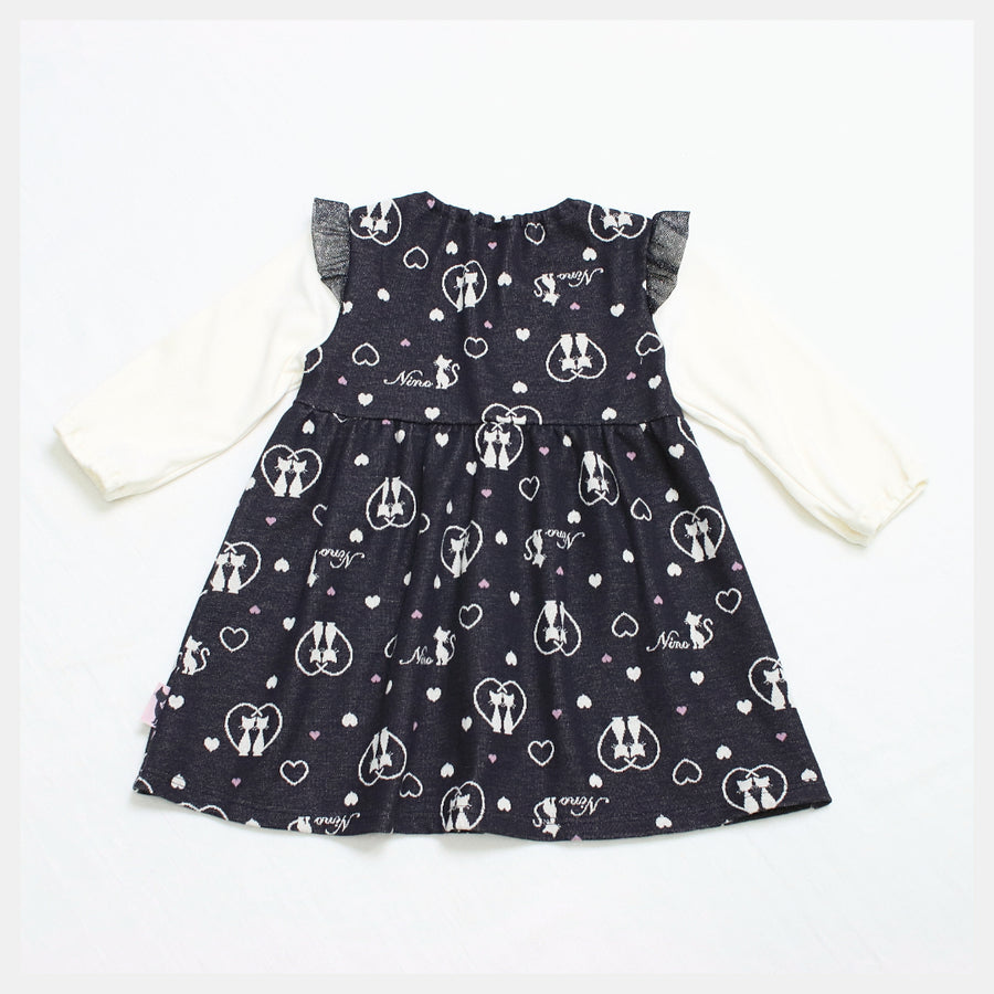 Baby one-piece | Heart CAT jacquard