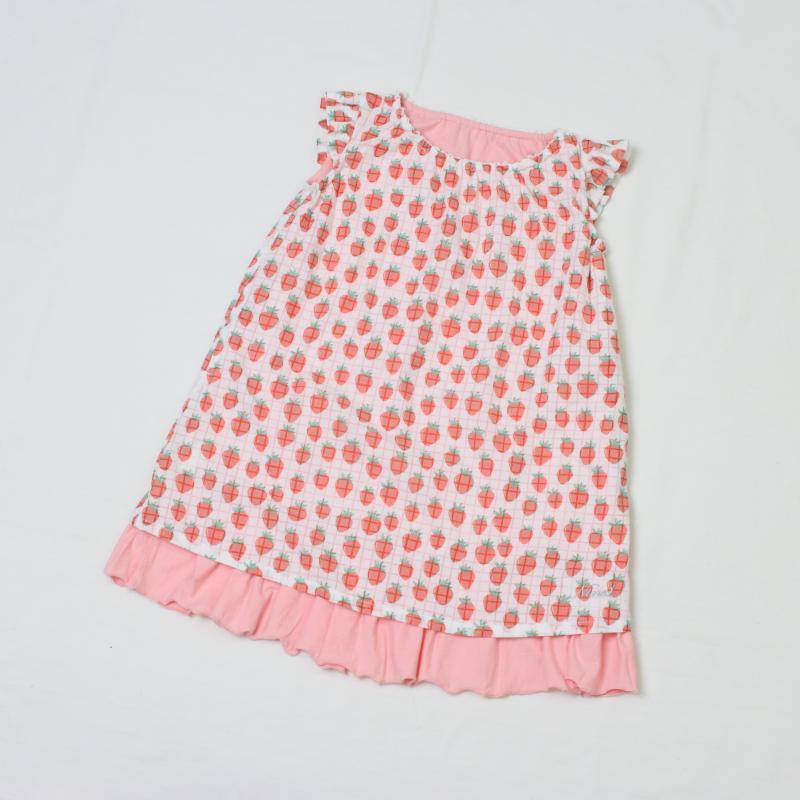 【130～140cm】リバーシブルワンピース/ シアーチェックストロベリー