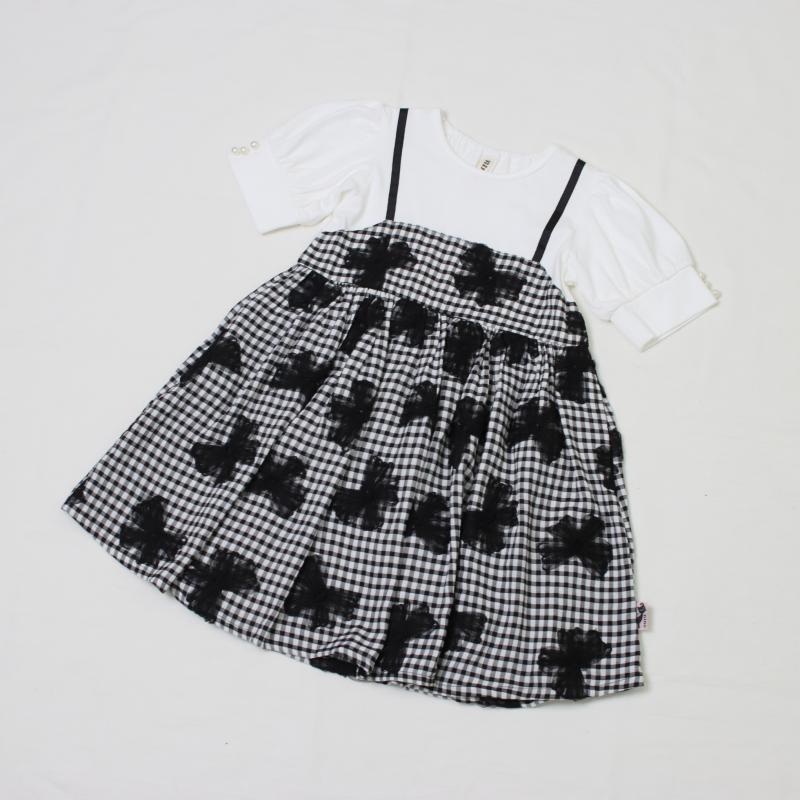 One Piece Gingham Tulle Flower