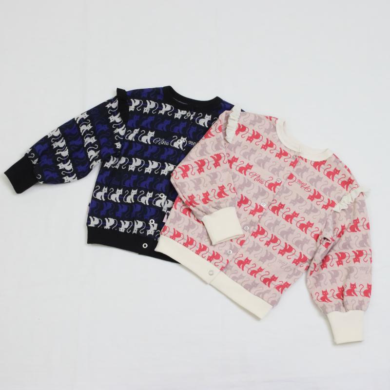 ねこボーダージャガード 2WAYプルオーバー