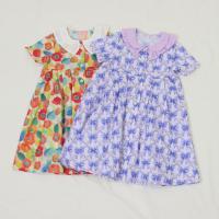 前開きワンピース【リボンプリント＆フラワープリント】