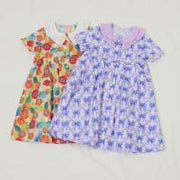 前明きワンピース【リボンプリント＆フラワープリント】